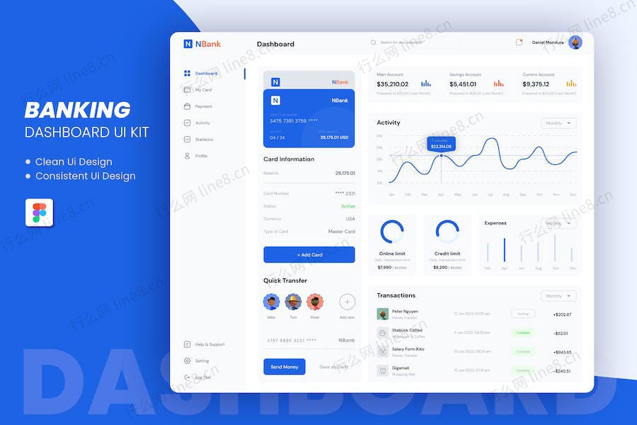 简约金融仪表板后台 UI 套件